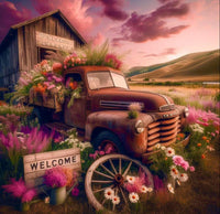 RUSTED TRUCK PINK FLOWERS TUMBLER