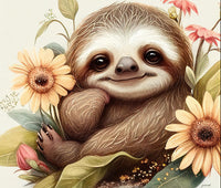 SLOTH WITH SUNFLOWERS TUMBLER