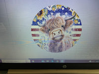 10" PATRIOTIC HIGHLAND COW WREATH SIGN