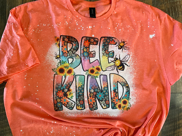 BEE KIND WITH SUNFLOWERS BLEACHED T-SHIRT