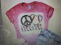 PEACE LOVE BASEBALL BLEACHED T-SHIRT