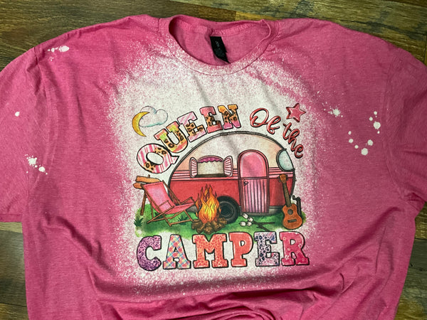 QUEEN OF THE CAMPER BLEACHED T-SHIRT