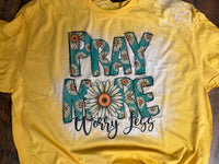 PRAY MORE WORRY LESS BLEACHED T-SHIRT