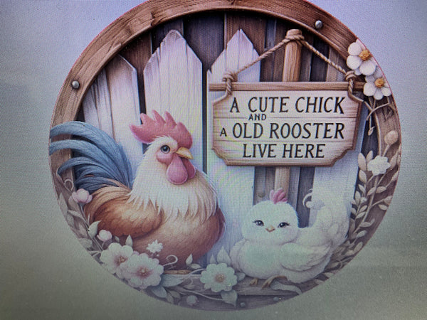 CUTE CHICK WREATH SIGN