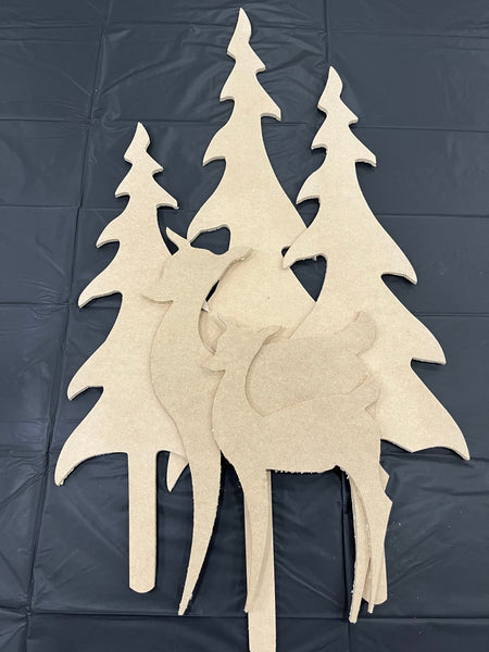 3pc LARGE TREE AND DEER SET