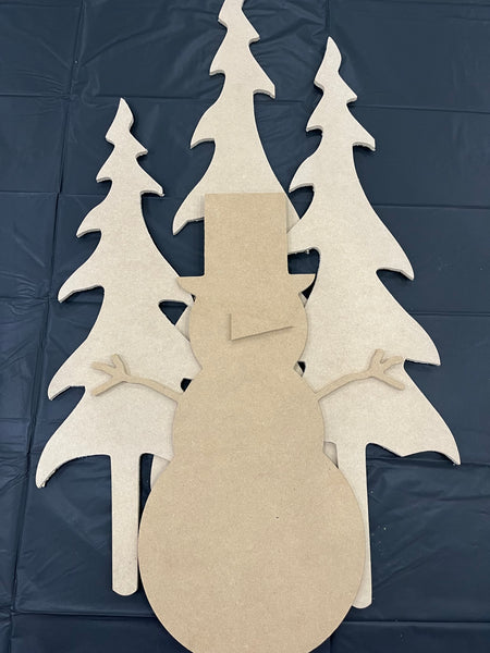 3pc LARGE TREE AND SNOWMAN SET