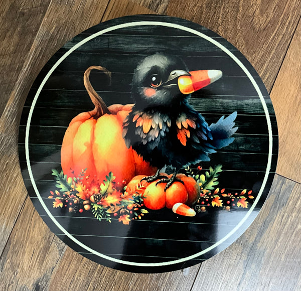 CROW WITH CANDY CORN WREATH SIGN