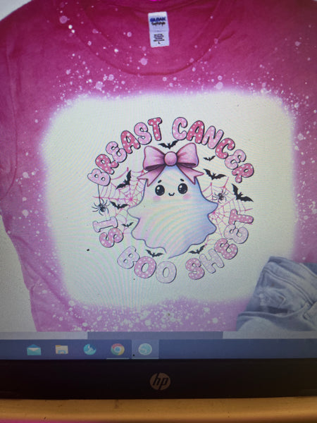 BREAST CANCER BOO SHEET BLEACHED T-SHIRT