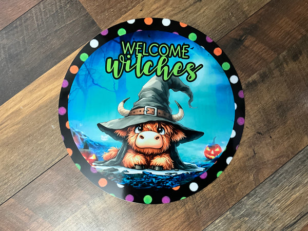 WELCOME WITCHES WREATH SIGN