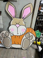 SITTING BUNNY W CARROT DOOR HANGER BLANK WITH STENCIL