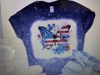 PATRIOTIC BUTTERFLY BLEACHED T-SHIRT