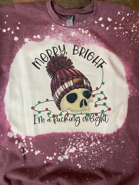 MERRY AND BRIGHT DELIGHT BLEACHED SWEATSHIRT