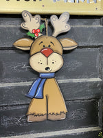 PRIMITIVE STANDING REINDEER DOOR HANGER BLANK W STENCIL