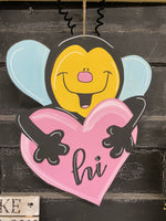 BEE WITH HEART DOOR HANGER BLANK WITH STENCIL