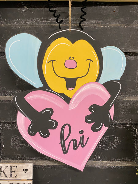 BEE WITH HEART DOOR HANGER BLANK WITH STENCIL