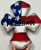 Freedom cross painted wreath sign