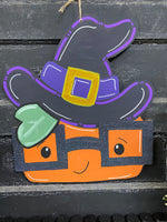 PUMPKIN W GLASSES PAINTED DOOR HANGER