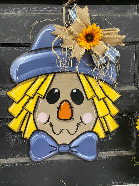 SCARECROW WITH BOW TIE DOOR HANGER BLANK WITH STENCIL