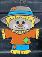 BOY SCARECROW DOOR HANGER PAINTED