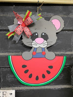 MOUSE WATERMELON PAINTED DOOR HANGER