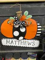 PUMPKIN LAST NAME WREATH BLANK WITH STENCIL