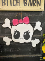 GIRL SKULL DOOR HANGER PAINTED