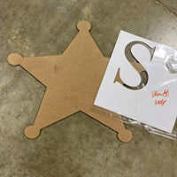 SHERIFF BADGE DOOR HANGER WITH STENCIL