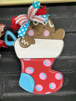 GINGIE IN STOCKING DOOR HANGER BLANK WITH STENCIL