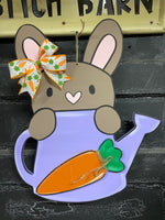 BUNNY IN CAN DOOR HANGER BLANK WITH STENCIL