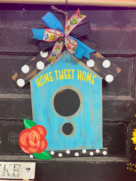 HOME TWEET HOME BIRDHOUSE DOOR HANGER BLANK WITH STENCIL