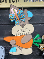 PRIM BUNNY CARROT STANDING DOOR HANGER BLANK WITH STENCIL