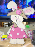 FLUFFY BUNNY WITH HAT WREATH BLANK WITH STENCIL