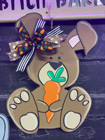 BROWN BUNNY HOLDING CARROT PAINTED DOOR