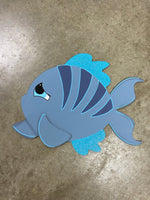 BLUE FISH DOOR HANGER BLANK WITH STENCIL