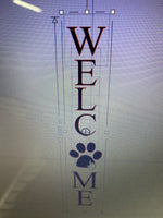 TALL PAW PRINT WELCOME STENCIL CENTURY FONT