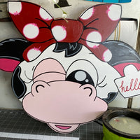 CUTE COW FACE DOOR HANGER BLANK WITH STENCIL