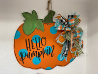 HELLO PUMPKIN DOOR HANGER BLANK WITH STENCIL