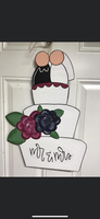 WEDDING CAKE DOOR HANGER BLANK WITH STENCIL