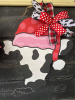 CHRISTMAS COW DOOR HANGER BLANK WITH STENCIL