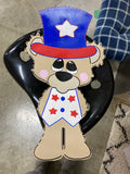 4th OF JULY BEAR DOOR HANGER WITH STENCIL
