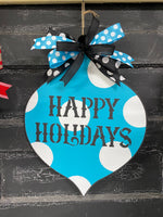 HAPPY HOLIDAYS ORNAMENT DOOR HANGER BLANK WITH STENCIL