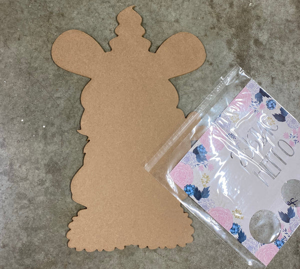 GNOME BUNNY SLIPPERS DOOR HANGER BLANK WITH STENCIL