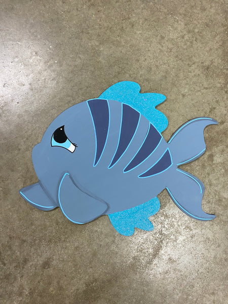 BLUE FISH WREATH SIZE BLANK WITH STENCIL
