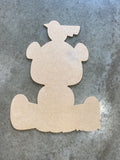 BEAR WITH CROW DOOR HANGER BLANK WITH STENCIL