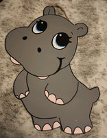 BABY HIPPO DOOR HANGER BLANK WITH STENCIL