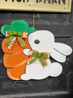 BUNNY HUGGING CARROT DOOR HANGER BLANK WITH STENCIL