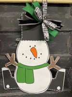 SNOWMAN WITH SNEAKERS DOOR HANGER BLANK WITH STENCIL