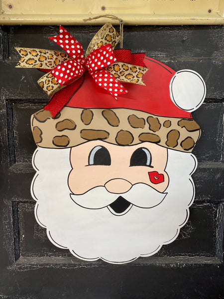 Leopard Santa wreath blank with stencil
