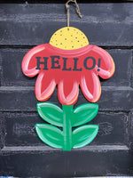 DAISY WITH LEAVES DOOR HANGER BLANK WITH STENCIL