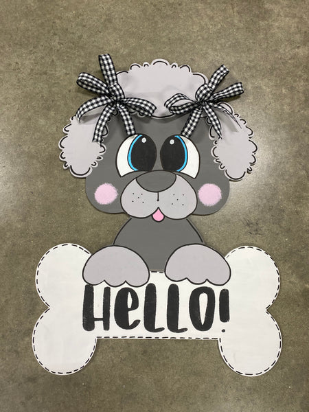 POODLE DOOR HANGER BLANK WITH STENCIL